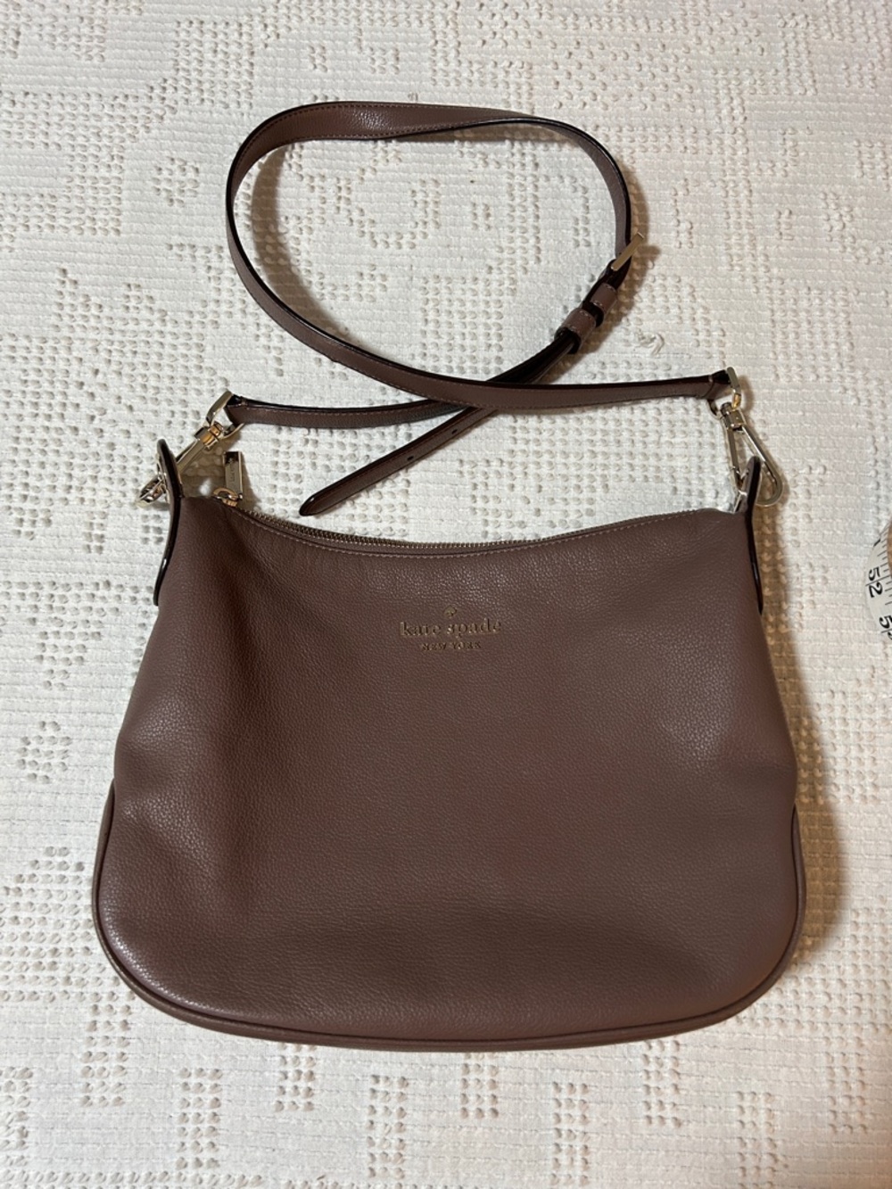kate spade brown pebble leather crossbody bag with gold hardware
